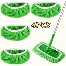 4pcs Washable Mop Pads, Reusable Round Mop Refills Dual-Use Dry Wet, Durable Polyester Fiber Mop Replacement Pads For Floor Care, Highly Absorbent Cleaning Pads - 4 món đồ màu xanh lá cây - Xem 5