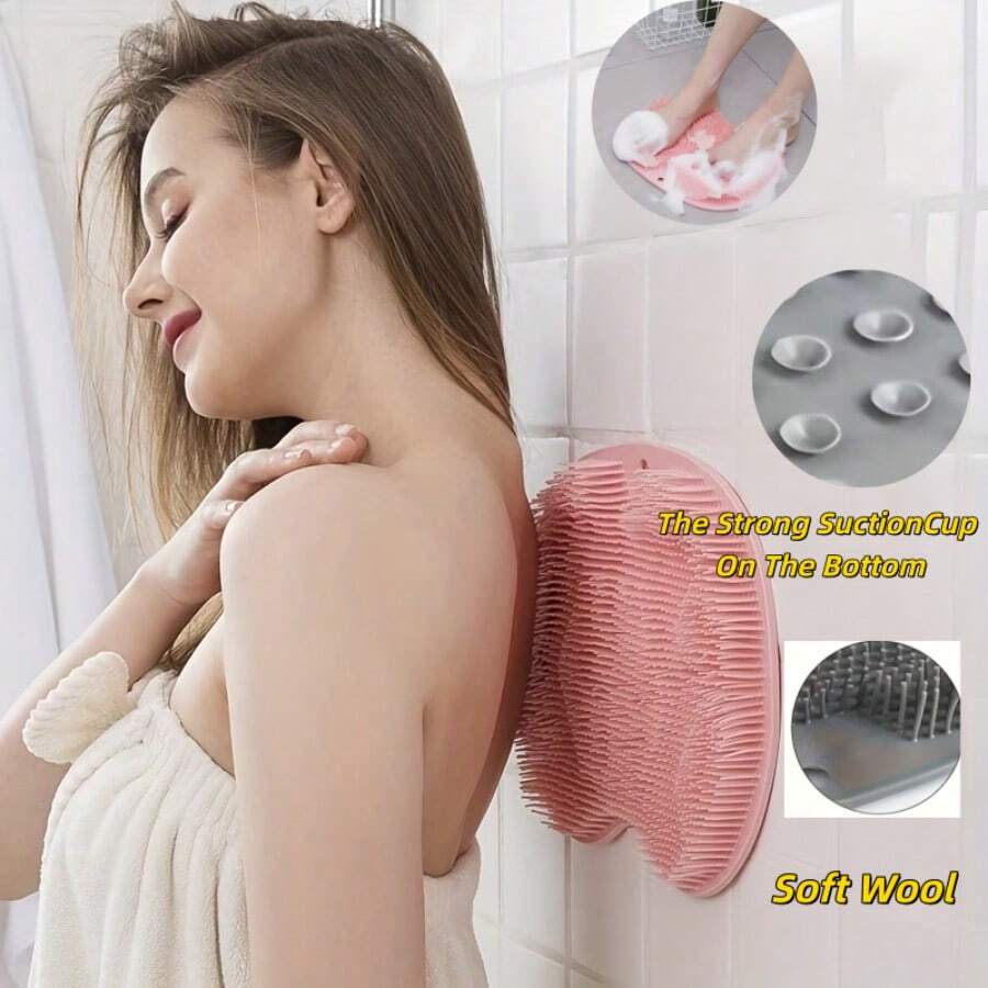 1个SoftBreeze硅胶吸盘式足部清洁器，低过敏性防滑深层清洁足部按摩器，适用于淋浴，无香型去角质足刷，适合家庭浴室使用 - 适合作为斋月、派对、新年、度假、海滩、情人节、圣帕特里克节、母亲节、父亲节和周年纪念日礼物