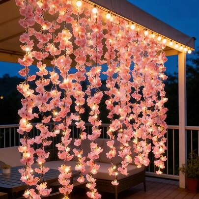 Dây đèn LED hình hoa anh đào màu hồng, đèn trang trí trong nhà kiểu cổ tích, 20 đèn LED, ánh sáng trắng ấm, thích hợp cho phòng ngủ, phòng khách, tiệc tùng, đám cưới, sinh nhật, trang trí tường, Giáng sinh, Lễ Tạ ơn, Lễ Phục sinh, Năm mới và các lễ hội khác, trang trí phòng ngủ (Không bao gồm pin)