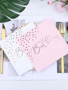 50/20/1 cái Khăn ăn màu vàng hồng 10*10 inch "Chúc mừng sinh nhật", khăn ăn dày dặn, thấm hút tốt, thích hợp cho gia đình, nhà hàng, nhà bếp, trang trí tiệc tùng, trang trí mùa hè. - Nhiều kiểu dáng - Xem 4