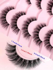 ENCHUW 5 Pairs False Eyelashes Fluffy Soft Wispy Volume Natural Lashes Reusable Eyelashs Makeup For Vacation - Black - View 2