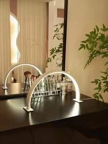 1pc-Crescent-Shaped Countertop LED Nail Lamp With Push-Button Switch, Suitable For Personal Manicures, Dressing Tables, Crafting, Desks, Bedside Tables. Ideal Graduation, Birthday Or Festive Gift. Available In Pink/White/Black. - one-size - View 7