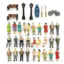 Bộ mô hình nhà vườn thu nhỏ, trang trí nhà búp bê, trang trí bàn tiệc cưới, thiết kế kiến trúc bằng nhựa, bao gồm cột đèn, ghế đá, thuyền và cầu. - B - Xem 1