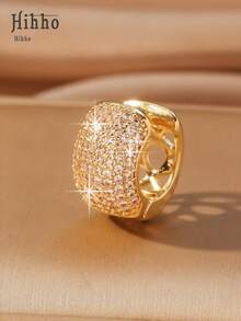 Hihho 1pc High-End Fully Hoop Earrings, Commute & Date Atmosphere Jewelry, Ideal Gift For Partner To Convey "Radiance And Confidence" - Earrings - View 9