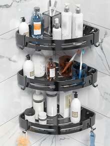 Easy To Install Space Aluminum Triangle Shower Shelf, No-Drill Wall-Mounted Bathroom Kitchen Storage Rack, Rust-Proof Aluminum No-Drill Bathroom Triangle Shelf, Toilet Wall-Mounted Vanity Corner Shelf, Adhesive And Drill Dual-Use, Firm Adhesion Without Falling, Hollow Design No Water Accumulation, Bathroom Decor Storage, Kitchen Storage, Home Storage Supplies, Back To School Storage, Storage Organizer, Student Dorm Essential - Multicolor - View 8