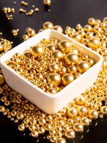4.59oz/130g High Quality Round Golden Pearls Cake Decorations, Cupcake, Wedding Cake, Baking Supplies - Bright Gold - View 3