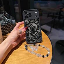 Bộ 1 vòng tay nơ + ốp điện thoại TPU màu đen họa tiết ren, thích hợp làm quà sinh nhật hoặc Giáng sinh cho các cặp đôi, bạn gái, con gái, thiếu niên. - màu đen - Xem 5