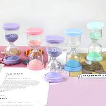 1个彩色马卡龙计时器，1/3/5/10/15/30分钟沙漏计时器，家居装饰，儿童学习计时器 - 彩色 - 查看 4