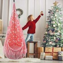 Asiento columpio para niños silla columpio sensorial con cojín inflable de PVC hamaca colgante para uso en interiores y exteriores - Rosa - Ver 6