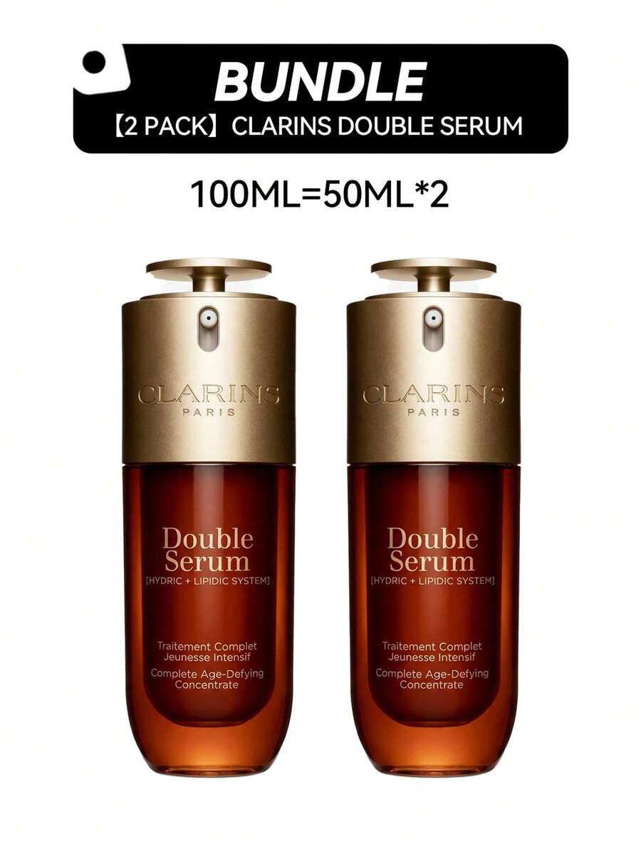 Clarins 【双瓶装】双效精华液 50ml*2 (1.6盎司/50ml*2) 抗衰老，显著紧致柔滑肌肤，提亮肤色，适合所有肤质、年龄和种族。是送给女友、妻子、母亲、朋友、男友、丈夫、父亲和兄弟的理想礼物。适合生日、毕业派对等场合。 - 彩色 - 查看 1