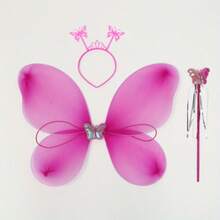 3pcs/Set,Fairy Wings In Multiple Color Scheme Options - Cute Party Party Costume Accessory For All Occasions, Perfect For Cosplay And Themed Parties, Cosplay Costume Accessory | Playful Design | Colorful Wings - Hot Pink - View 5