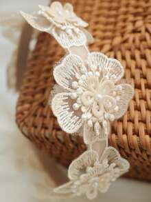Angel Neitiri Elegant White Lace 7-Flower Pearl Headband, Suitable For Parties, Birthdays And Daily Wear - Dusty Pink - View 5