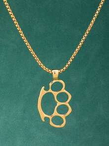 1件猫爪印吊坠项链，时尚嘻哈风格 - 金色 - 查看 2