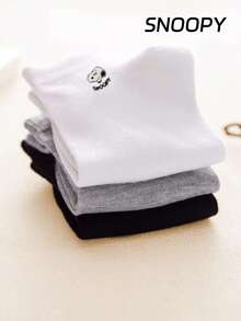 12/6/3/1 Đôi tất ngắn mùa hè dành cho nữ, họa tiết SNOOPY thêu tay chính hãng, thiết kế hoạt hình dễ thương, thoáng khí, thấm hút mồ hôi, kiểu dáng thường ngày, unisex - Nhiều màu - Xem 6