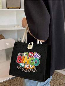 Set de 2 piezas de bolso casual con "Es la hora del bingo", conjunto de bolso y cartera de mujer de bingo, bolso y monedero, bolso de mujer de gran capacidad - Multicolor - Ver 3