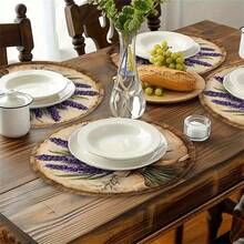 4件套复古花卉餐垫，简约黑白餐桌垫，36x36厘米，适合派对、家居装饰、乡村风格，可水洗且耐用，是馈赠佳品。 - 彩色 - 查看 11