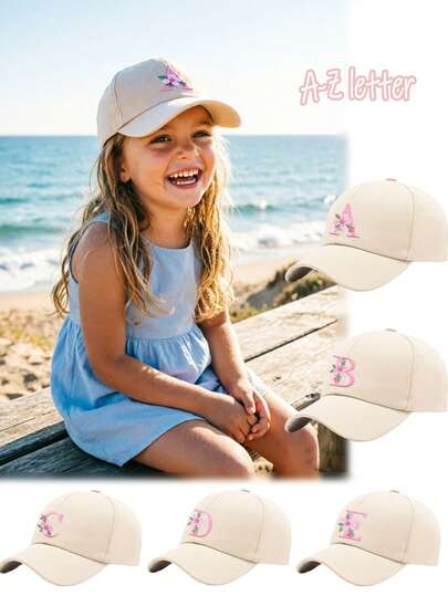 1pc Flower Decor Letter Pattern Trucker Hat, 26 Letter Personalized Design, Fashionable Sweet & Cute, Breathable Sunshade Baseball Cap, Suitable As Birthday/Holiday Gift Spring/Summer Daily, School, Outdoor Use