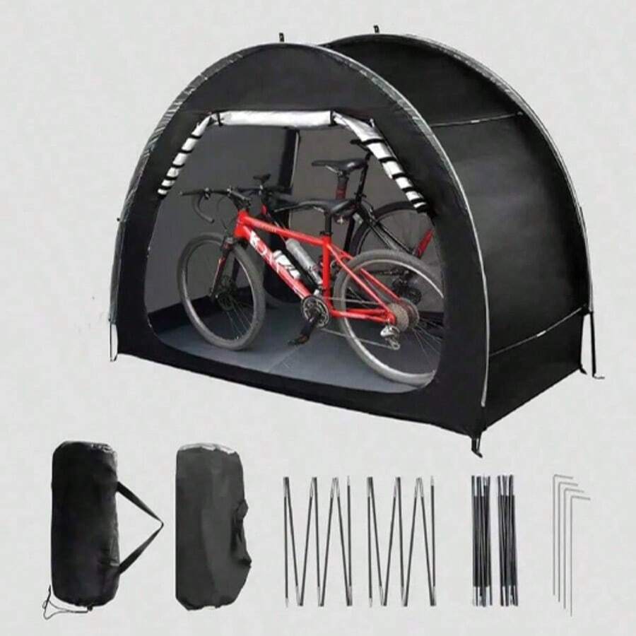 Outdoor Bike Cover Storage Shed, Oxford 210D Thick Canvas Tent, Aluminum Alloy Stand, Bicycle Storage Tent, Portable Outdoor Shelter With Lock, Waterproof, Dust Proof, 80x31.5x65 Inches/200x80x165 Cm, 1 Pack - A - View 1