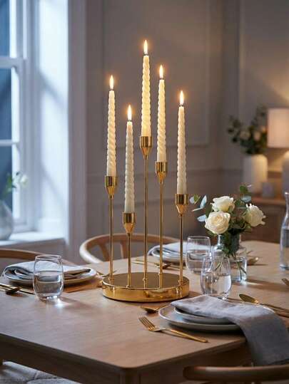 1 pieza Soporte de vela de hierro artesanal, Soporte de vela de lujo europeo, Adecuado para fiestas/mesas de comedor/banquetes/ceremonias/fiestas de cumpleaños/salas de estar/decoraciones de mesa/reuniones familiares, Decoración del hogar, Adornos decorativos, Decoraciones de cumpleaños, Decoraciones navideñas, Artículos para fiestas