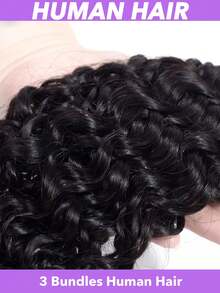 8A级巴西卷曲原生人发接发，3束（18英寸 x 18英寸 x 18英寸），未经加工的卷曲原生人发，1B自然黑，双层缝制，造型百变，蓬松卷曲，Y型纹理，保护性发型，专业美发 - Natural Black - 查看 4