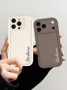 1pc Customized Photo Phone Case, Milk Tea/Coffee Sandblasted High Definition Phone Case Suitable For IPhone 17 Pro Max/16 15/14/13/12/11/Plus/Pro/Pro Max/17e, Personalized Couple Photo And Custom Text Couple Phone Case, Unique Customized Couple Photo Gift - Maroon - View 1