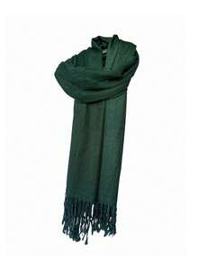 Unisex Black Scarf With Fringe 175*60cm Elegant Comfortable English Style For Winter - 墨綠色 - 查看 2