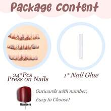 BABALAL Duck Nails Press On, Rainbow Leopard Print Fake Nails, French Tip With Rhinestone Star Charm, Y2k Glossy Full Cover Glue On Nails For Women And Girls 24Pcs - DU007-03 - 查看 5