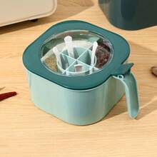 1 st/2 st kryddburkar med lock i PP-material, 4-facks kryddburkar med handtag, hemkök, salt-, socker- och pepparkrukor, läckagesäker design, lätt att rengöra, kök, nödvändigt för hemmabruk, bekvämt och snabbt, mått (11,8 x 6,8 cm) - Visa 6