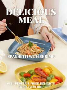 2pcs/Set Square Plate, Wheat Straw Cake Tray, Plastic Fruit Plate For Home, Restaurant, Serving Tray, Tea Tray, Can Be Used As Snack Or Bone Dish In Living Room - Multicolor - View 1