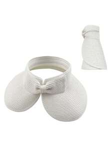 1顶女士遮阳帽/渔夫帽，镂空编织帽檐，适合日常佩戴 - 彩色 - 查看 9