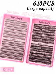 Miss Wink 640簇自然柔软10D 20D 30D 40D超大容量混合8-16mm 0.07mm C卷蓬松浓密假睫毛，DIY手工睫毛嫁接，日常妆容卡通假睫毛，新款升级礼盒装睫毛簇，睫毛簇，单根假睫毛，睫毛，假睫毛 - C - 查看 4