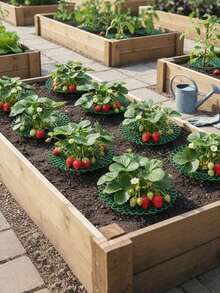 1/6 piezas Estantes de plantación de fresas verdes con tres patas robustas, marco de soporte para plantas de jardín, diseño de rejilla abierta para mejor drenaje, para plantas de fresas, para frutas y evitar la pudrición, práctico estante de almacenamiento para patio, un buen ayudante para la plantación - A - Ver 1