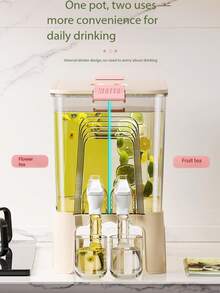 Summer Chilled Drink Dispenser, Large 6.5L Capacity Double Faucet Cold Water Pitcher, Dual-Layer Transparent Fruit Tea & Beverage Dispenser For Home Use - Multicolor - View 4