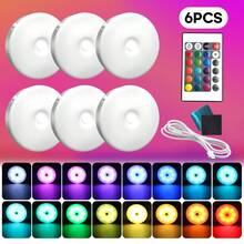 1/3/6 Pcs RGB LED Night Light, Dimmable Cabinet Lamp With Remote Control, Dimmable Timed Wall Closet Light, USB Rechargeable Cabinet Lamp, Suitable For Bathroom Bedroom Kitchen - White - View 12