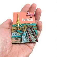 2.56 Inch Cute Bow Tie & Eiffel Tower 3D Fridge Magnet, European Landscape Souvenir Magnetic Sticker - one-size - View 3