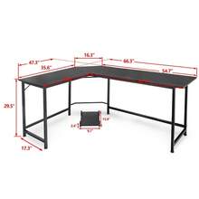 L-Shaped 66and#034;Computer Desk Corner Gaming Desk PC Laptop Study Table Workstation - như hình ảnh - Xem 3