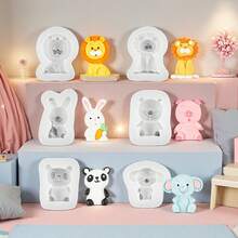 卡通森林动物造型硅胶蜡烛模具 - 白色 - 查看 2
