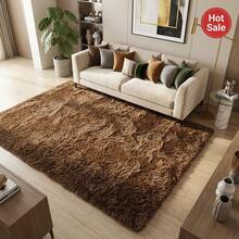 1pc Coffee 1.4inch Ultra Soft Shaggy Rug, 550g/㎡ Thick Plush Carpet With 0.24inch Memory Foam, Non-Slip Fluffy Area Rug For Living Room Bedroom - A - View 13