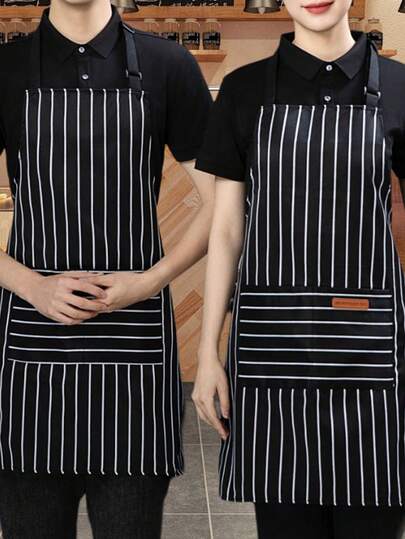 مريلة مخططة قابلة للتعديل، مصممة للعمل، مناسبة للرجال والنساء على حد سواء، مع جيوب، مثالية للاستخدام على مدار العام في مطابخ المنازل والمطاعم ومتاجر الكتب والمقاهي، هدية عيد مثالية، مريلة مطبخ وخبز وتقديم أكبر وأوسع بخطوط