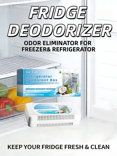 JUE FISH This Household Refrigerator Deodorizer Box Is Universally Compatible With Refrigerators And Freezers, Focusing On Solving The Problem Of Odors Generated From Food Storage. Relying On Highly Efficient Adsorption Properties, It Quickly Captures And Decomposes Odor Molecules, Maintaining A Fresh Storage Space For Long-Lasting Effects, Preventing Cross-Contamination Of Food Flavors And Preserving The Authentic Taste Of Food. The Compact And Slim Design Does Not Occupy Storage Space.