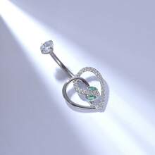 1件装 G23 钛金时尚蛇心形肚脐环（女士款） - 銀色 - 查看 1