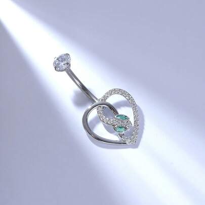 1pc G23 Titanium Chic Snake Heart Navel Ring For Women