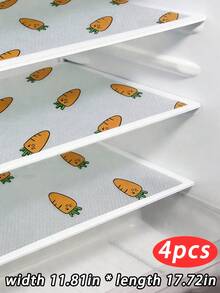 4 piezas de alfombrillas antideslizantes para refrigerador, 30 cm/11.81 in de ancho x 45 cm/17.72 in de largo, impermeables, a prueba de aceite, lavables, fáciles de limpiar - adecuadas para estantes, rejillas de vidrio, armarios, cajones y refrigeradores - Multicolor - Ver 18