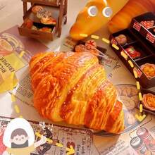 1个2026新款日式慢回弹仿真牛角面包软萌玩具，柔软可捏的食物面包模型，生日、惊喜、节日、情侣、圣诞节、游戏玩家、减压等场合的理想礼物 - 彩色 - 查看 7