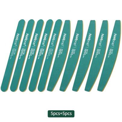 5PCS+5PCS 2in1 Professional Nail Files 100/180 Grit Halfmoon Polishing Grinding Manicure Pedicure At Home Nail Buffers For DIY