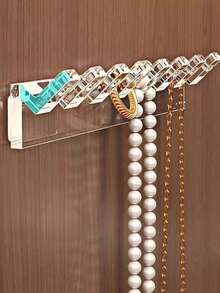 3pcs Wall Mounted Necklace Holder Rack With 8 Hooks, Jewelry Organizer For Necklaces, Bracelets, Rings - Clear - View 1