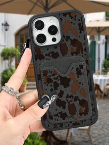Brown Camo Speckle Urban Edge Design Leather Wallet Case With Card Holder Compatible With IPhone 13, 13 Pro, 13 Pro Max, 14, 14 Pro, 14 Pro Max, 15, 15 Pro, 15 Pro Max, 16, 16 Pro, 16 Pro Max, 17, 17 Air, 17 Pro, 17 Pro Max, Built For Bold Statement, Thoughtful Gift For Friends And Family On Memorable Days. - 黑色 - 查看 2