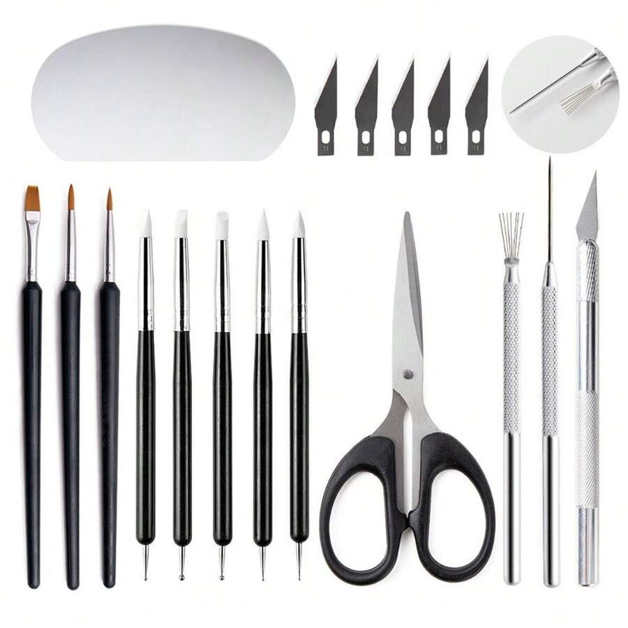 18pcs Ceramic Art Tools Set, Clay Sculpting Brushes, Complete DIY Handcraft Kit - 18-piece Pottery Tool Set - View 1