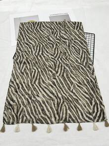 1pc Women's Casual Striped Pattern Tassel Lightweight Scarf, Spring/Summer - Multicolor - View 4