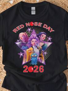 Red Nose Day Tshirt,  Tshirt, Hunters Red Nose Day Shirt, Stitch Lilo Tee, Lover Red Nosed Day Tshirt Holiday Outfits For Women,Summer Holiday Outfits,Tops For Women,Summer Tops,Summer Clothes,Men Clothes,Funny T Shirts,Graphic Tee,Girls Clothes,Clothes For Girls,Boys Clothes,Girls Holiday,Holiday Essential - Black - View 1